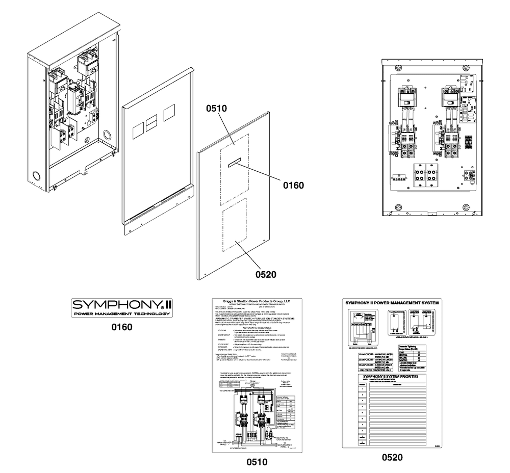 Decals Group - Ats Informational Diagram and Parts List for 040623-00  Briggs and Stratton Generator